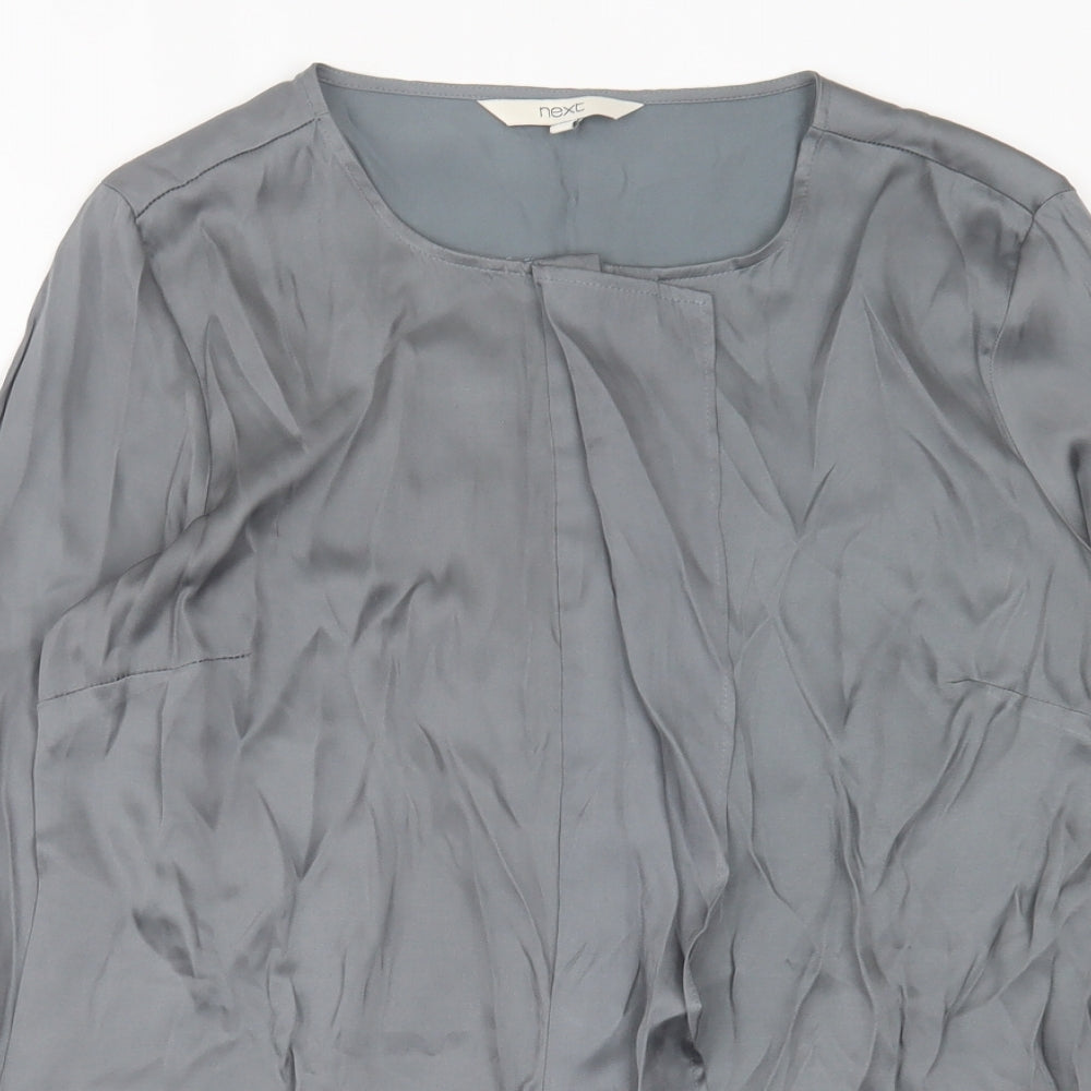 NEXT Womens Grey  Polyester Basic Button-Up Size 10 Crew Neck