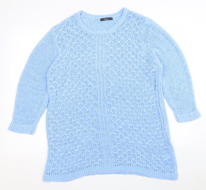 Bonmarché Womens Blue Crew Neck Acrylic Pullover Jumper Size XL