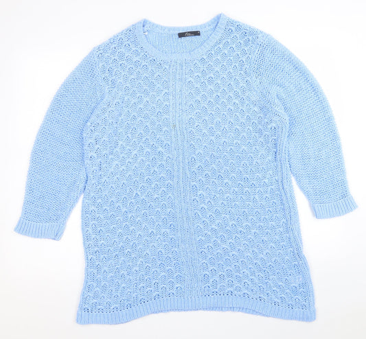 BM Collection Womens Blue Crew Neck  Acrylic Pullover Jumper Size XL