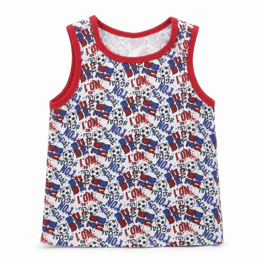 Primark Boys Multicoloured Geometric Cotton Basic Tank Size 4-5 Years Crew Neck Pullover - Football