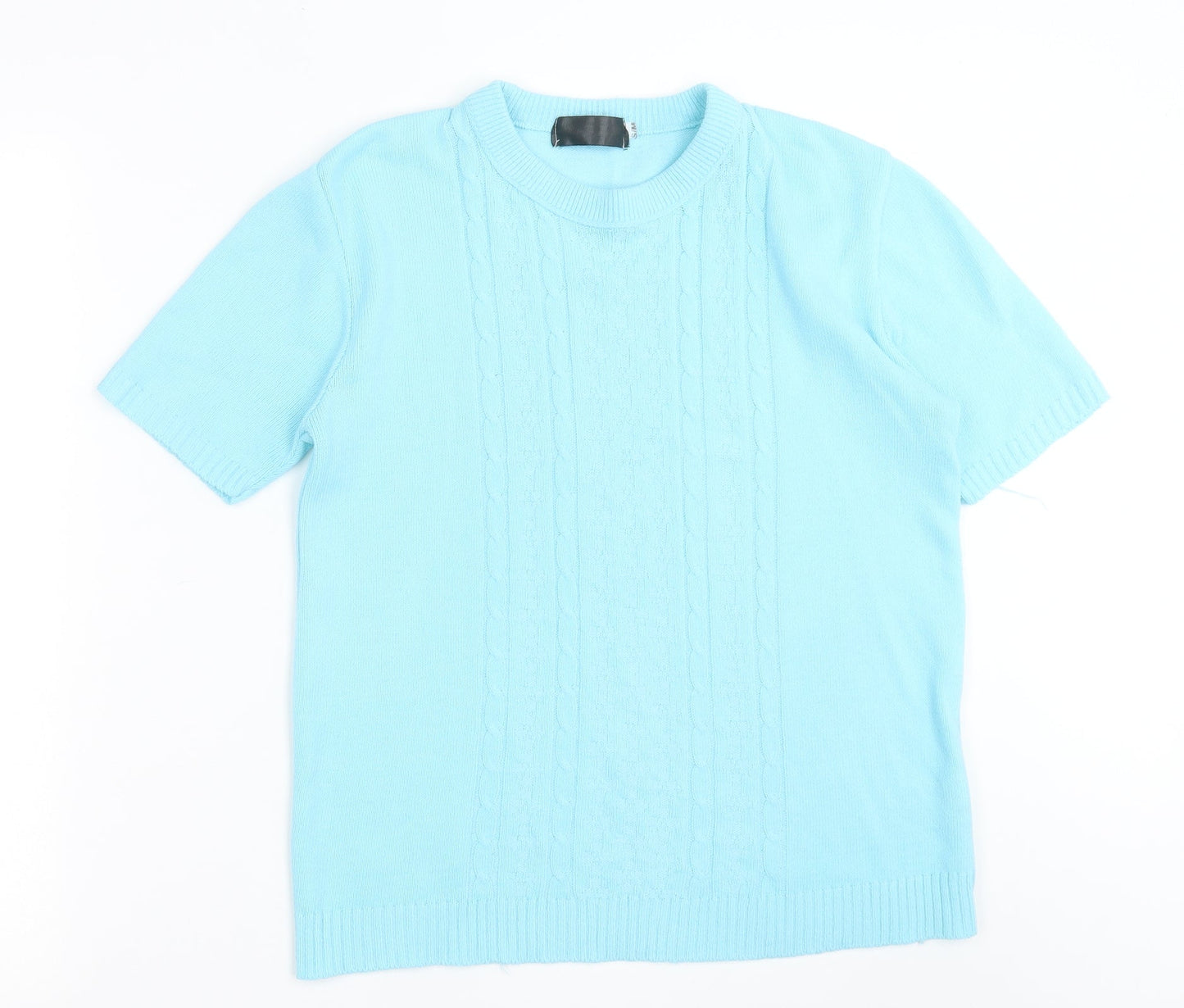 Preworn Womens Blue  Acrylic Basic T-Shirt Size S Crew Neck