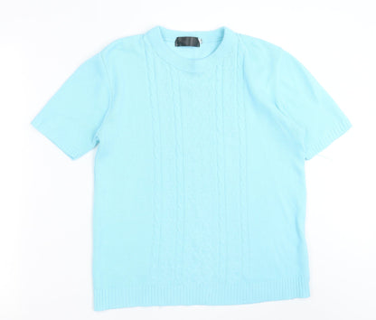 Preworn Womens Blue  Acrylic Basic T-Shirt Size S Crew Neck