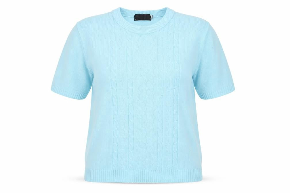 Preworn Womens Blue  Acrylic Basic T-Shirt Size S Crew Neck