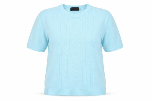 Preworn Womens Blue  Acrylic Basic T-Shirt Size S Crew Neck