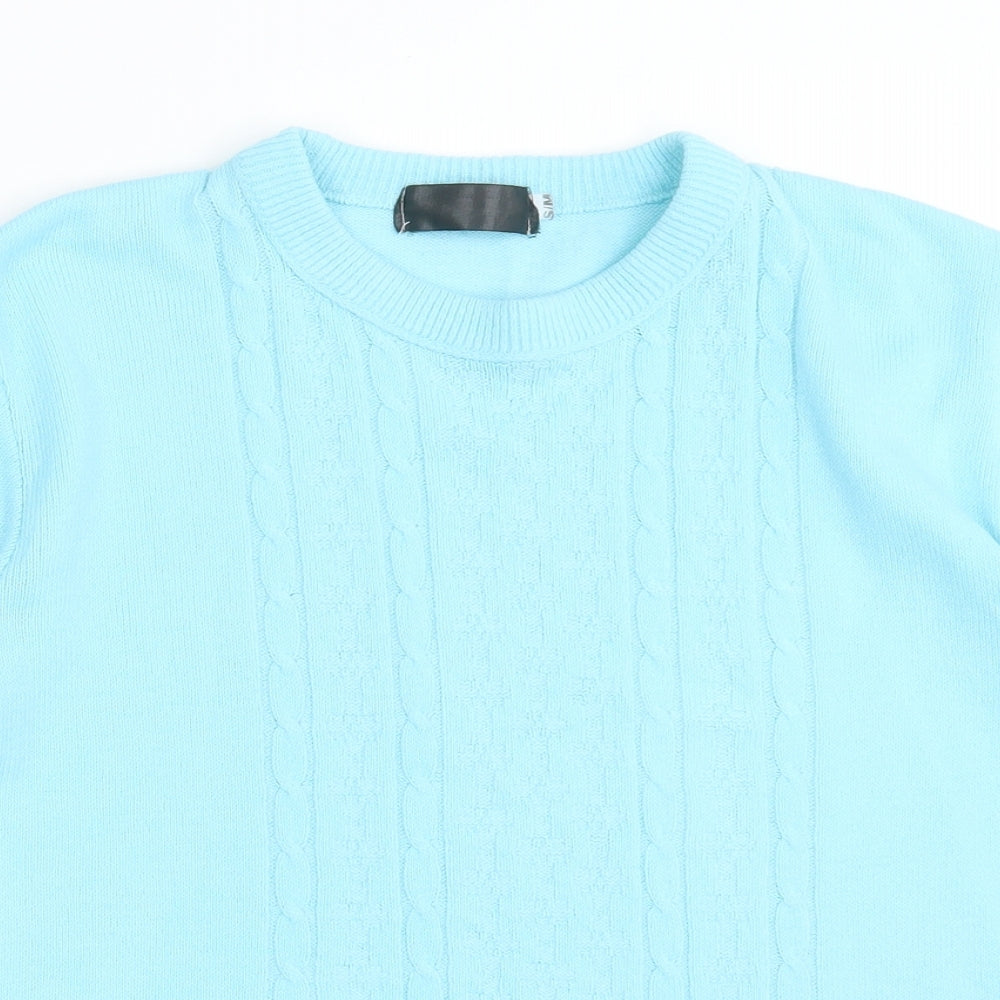 Preworn Womens Blue  Acrylic Basic T-Shirt Size S Crew Neck