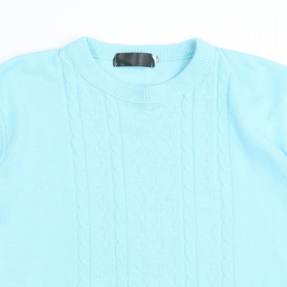 Preworn Womens Blue  Acrylic Basic T-Shirt Size S Crew Neck