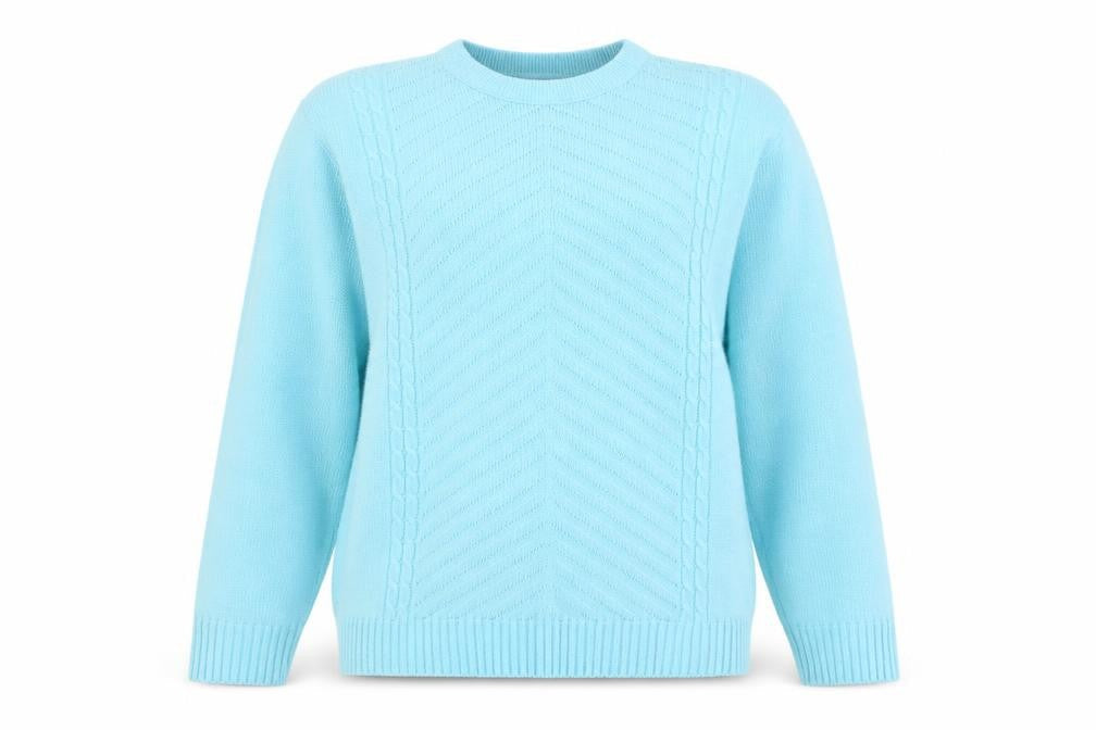 pure & natural Womens Blue Crew Neck  Acrylic Pullover Jumper Size M