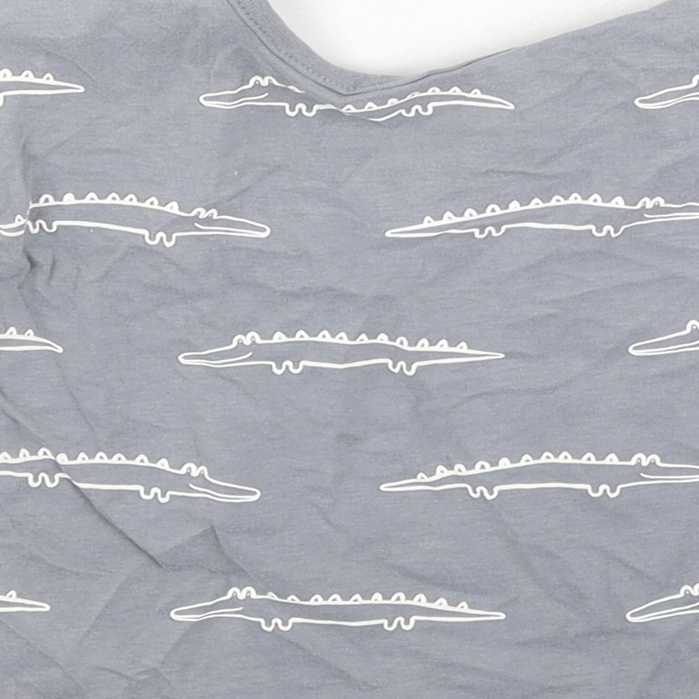 George  Boys Grey  Cotton Basic T-Shirt Size 9-12 Months Round Neck  - crocodiles