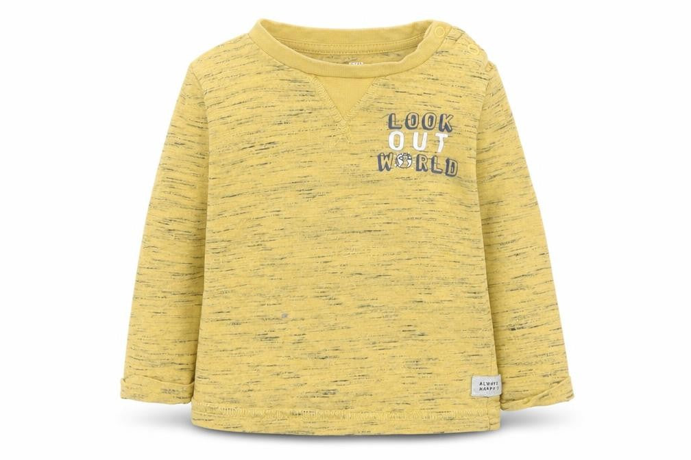 F&F Boys Yellow  Cotton Basic Casual Size 9-12 Months Round Neck