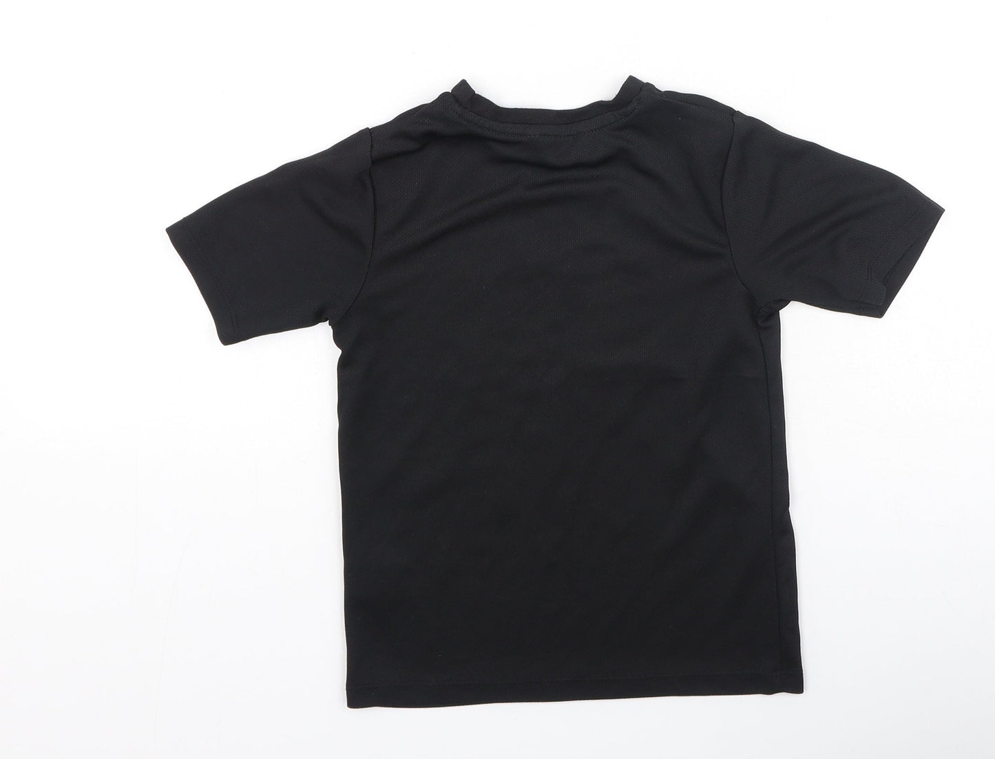 Pep & Co Boys Black  Polyester Basic T-Shirt Size 5-6 Years Round Neck