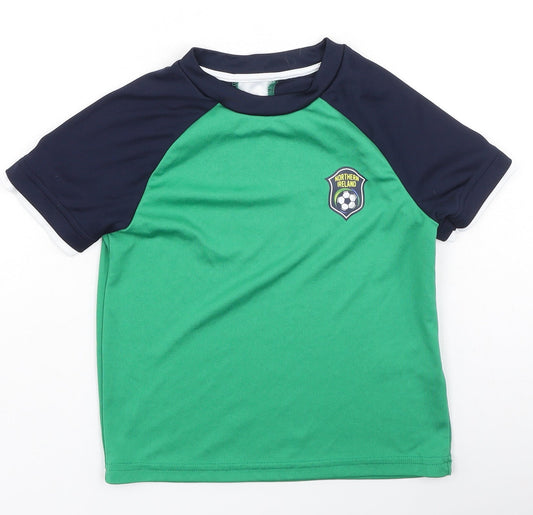 Dunnes Stores Boys Green  Polyester Basic Casual Size 5 Years Round Neck