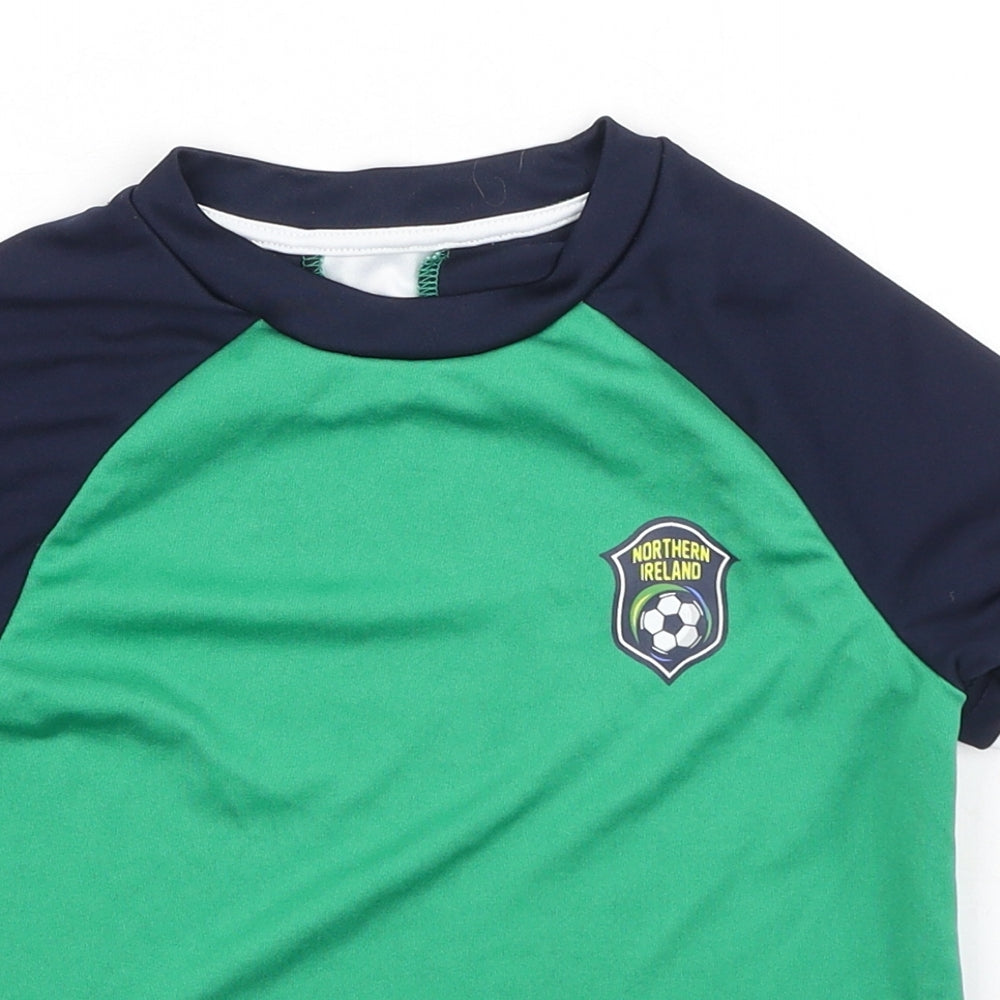 Dunnes Stores Boys Green  Polyester Basic Casual Size 5 Years Round Neck