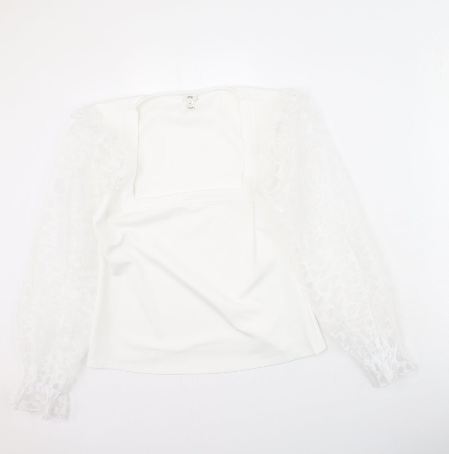River Island  Womens White  Polyester Basic Blouse Size 12 Square Neck
