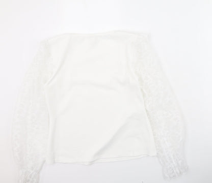 River Island  Womens White  Polyester Basic Blouse Size 12 Square Neck
