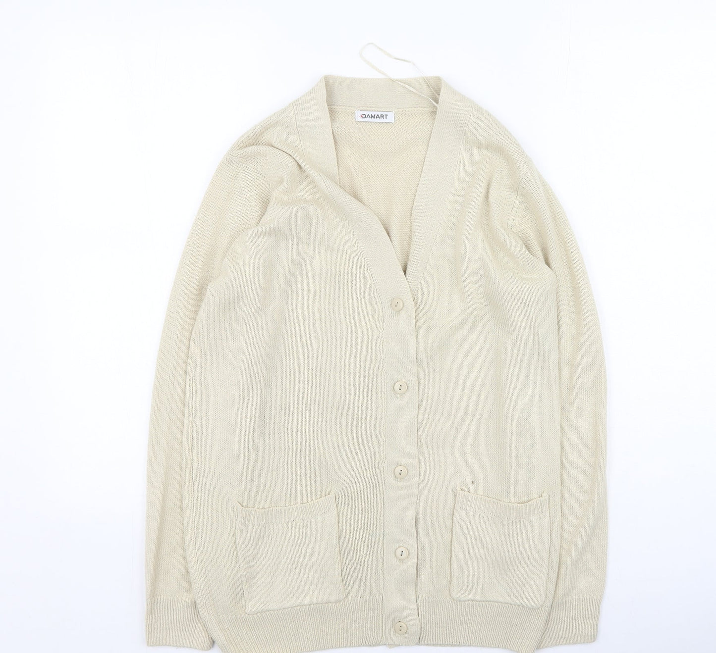 Damart Womens Beige Round Neck  Acrylic Cardigan Jumper Size 10