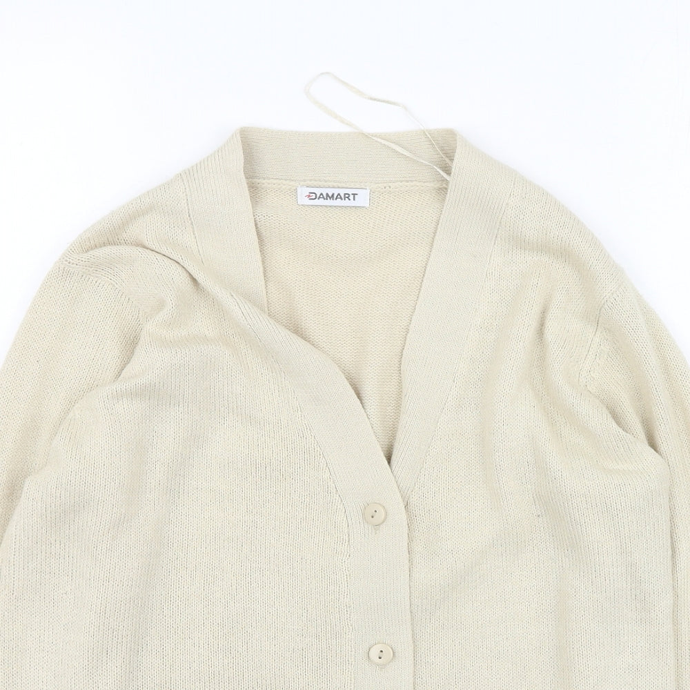 Damart Womens Beige Round Neck  Acrylic Cardigan Jumper Size 10