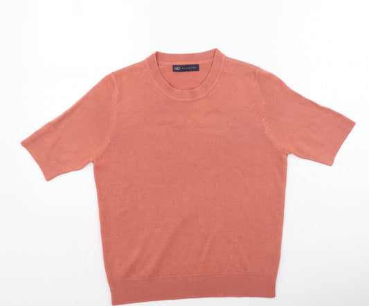 Marks and Spencer Womens Orange Round Neck  Acrylic Pullover Jumper Size 12