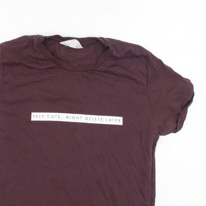 Primark Womens Brown  Cotton Basic T-Shirt Size S Round Neck