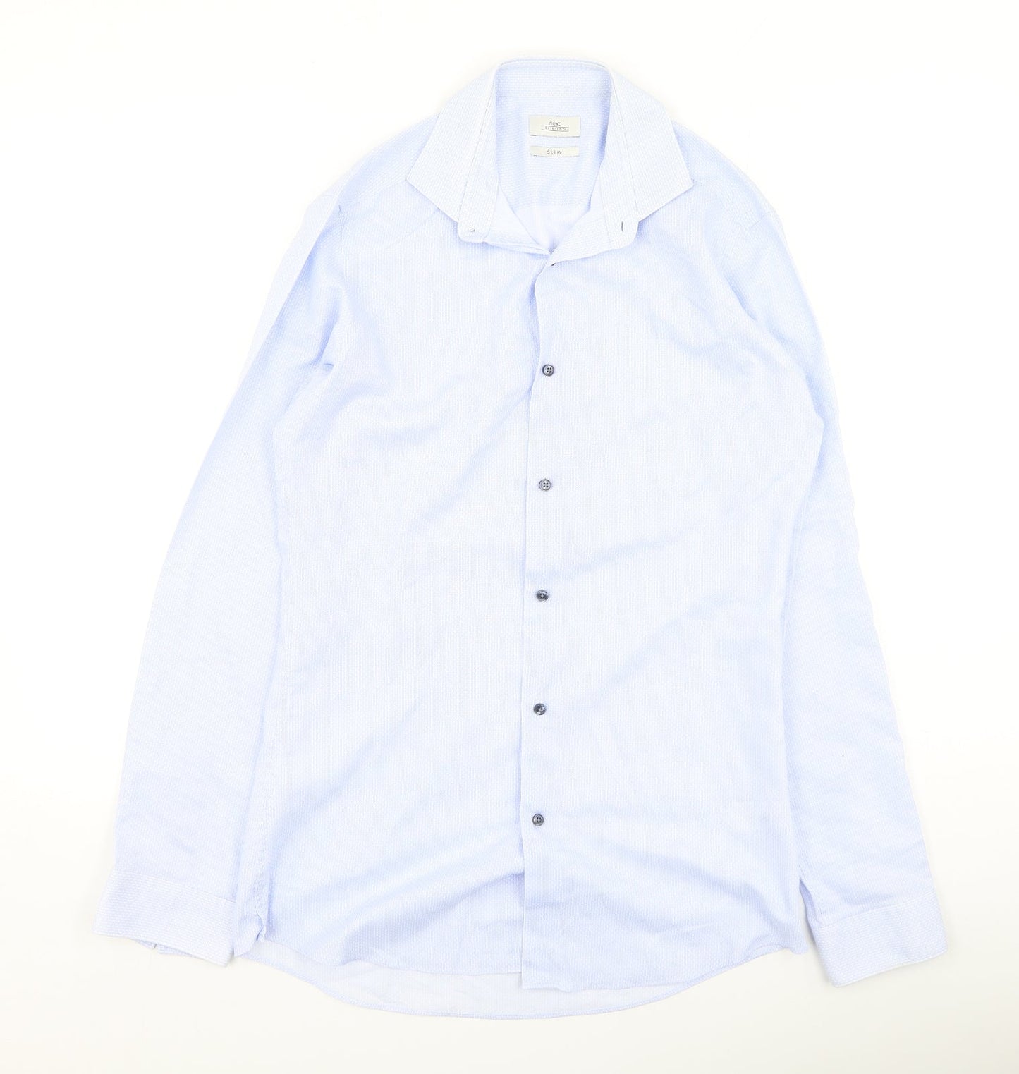 NEXT Mens Blue  Polyester  Button-Up Size 37 Collared