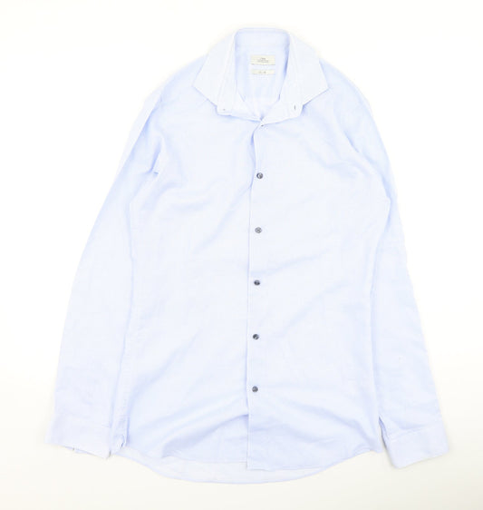NEXT Mens Blue  Polyester  Button-Up Size 37 Collared
