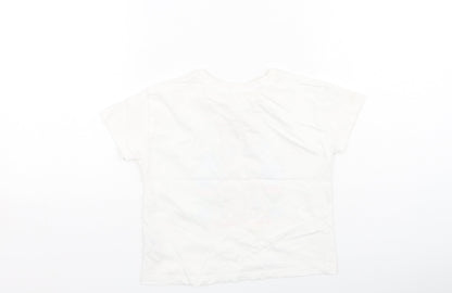 Dunnes Girls White  Cotton Basic Casual Size 4-5 Years Round Neck