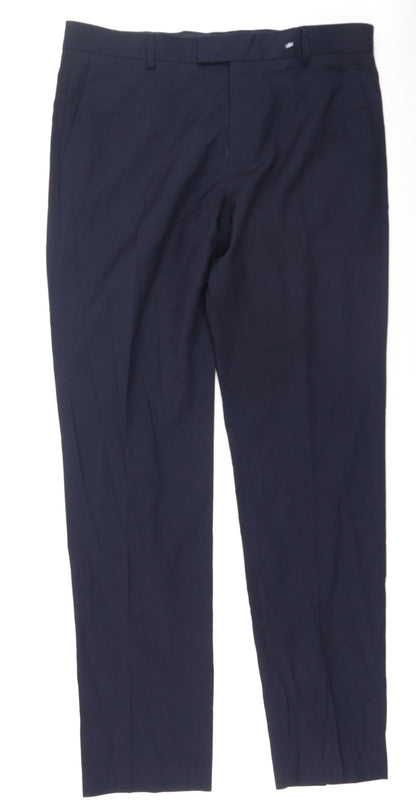 H&M Womens Blue  Viscose Trousers  Size 34 L32.5 in Regular