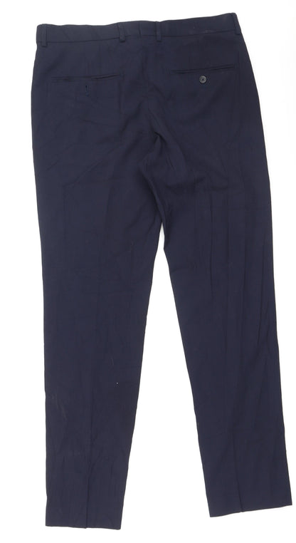 H&M Womens Blue  Viscose Trousers  Size 34 L32.5 in Regular