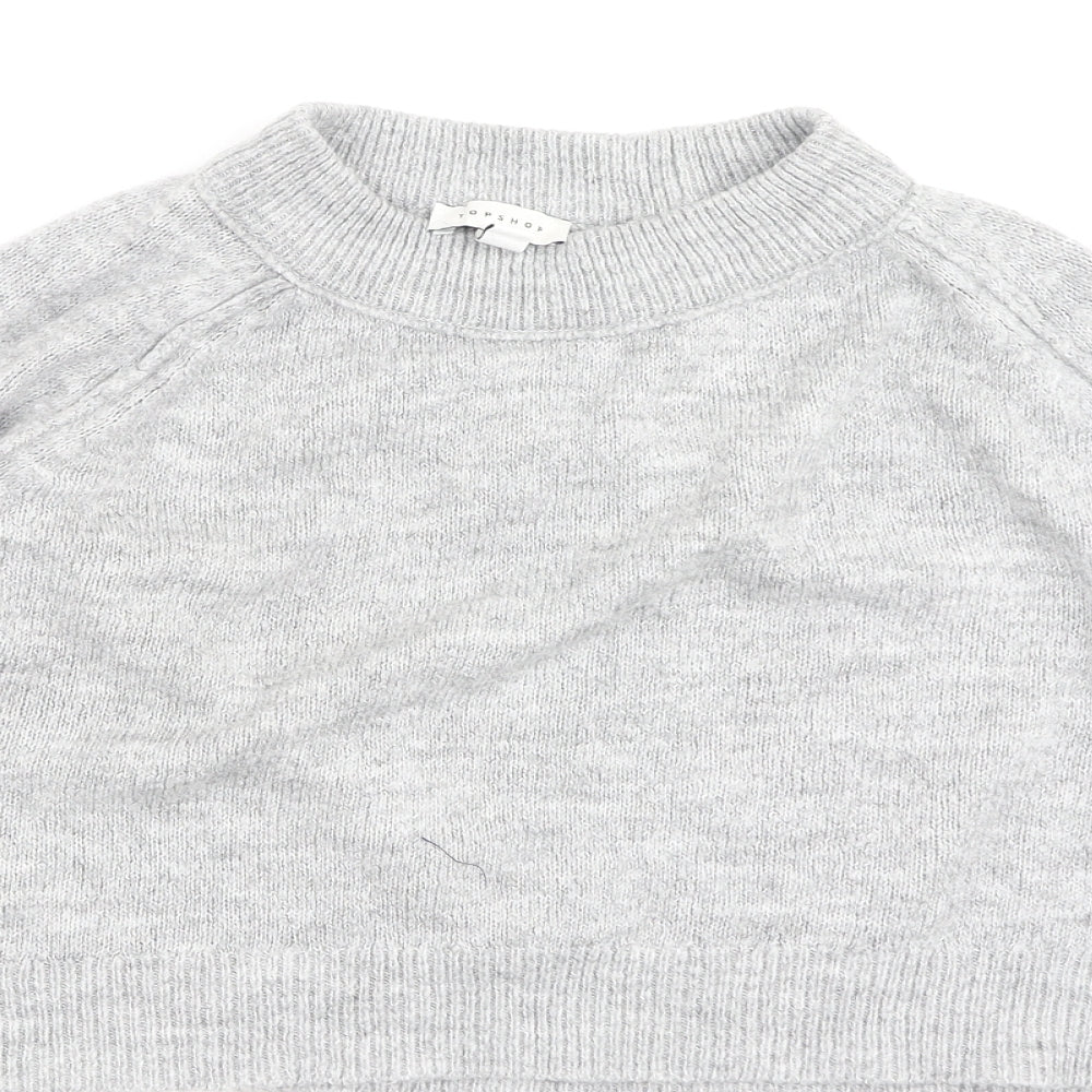 Topshop Womens Grey High Neck  Acrylic Pullover Jumper Size M