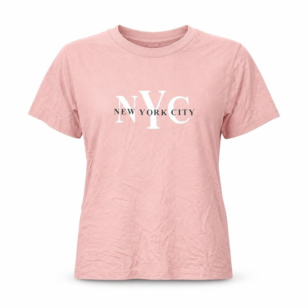 Divided by H&M Womens Pink  Viscose Basic T-Shirt Size S Round Neck