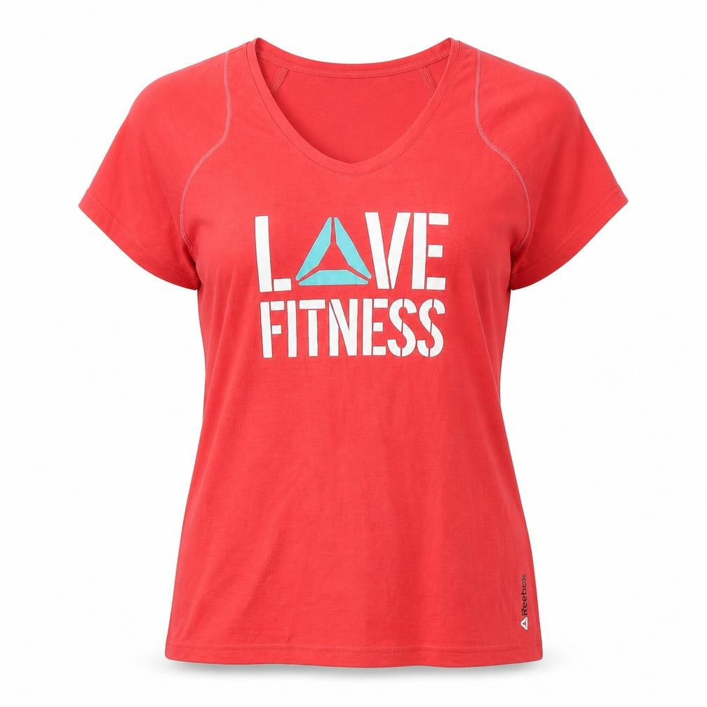 Reebok Womens Red  Polyester Basic T-Shirt Size M Round Neck