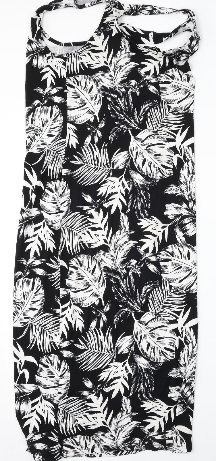 Peacocks Womens Black Floral Viscose Shift  Size 12  Round Neck