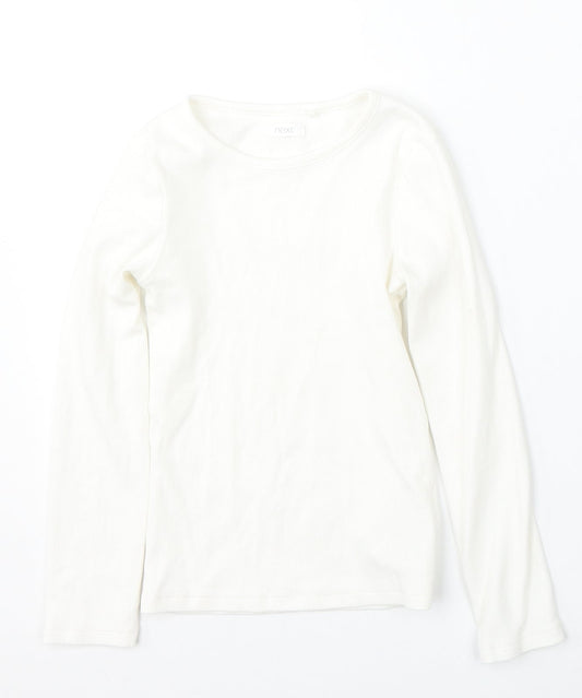 NEXT Girls White Round Neck  Cotton Pullover Jumper Size 7 Years