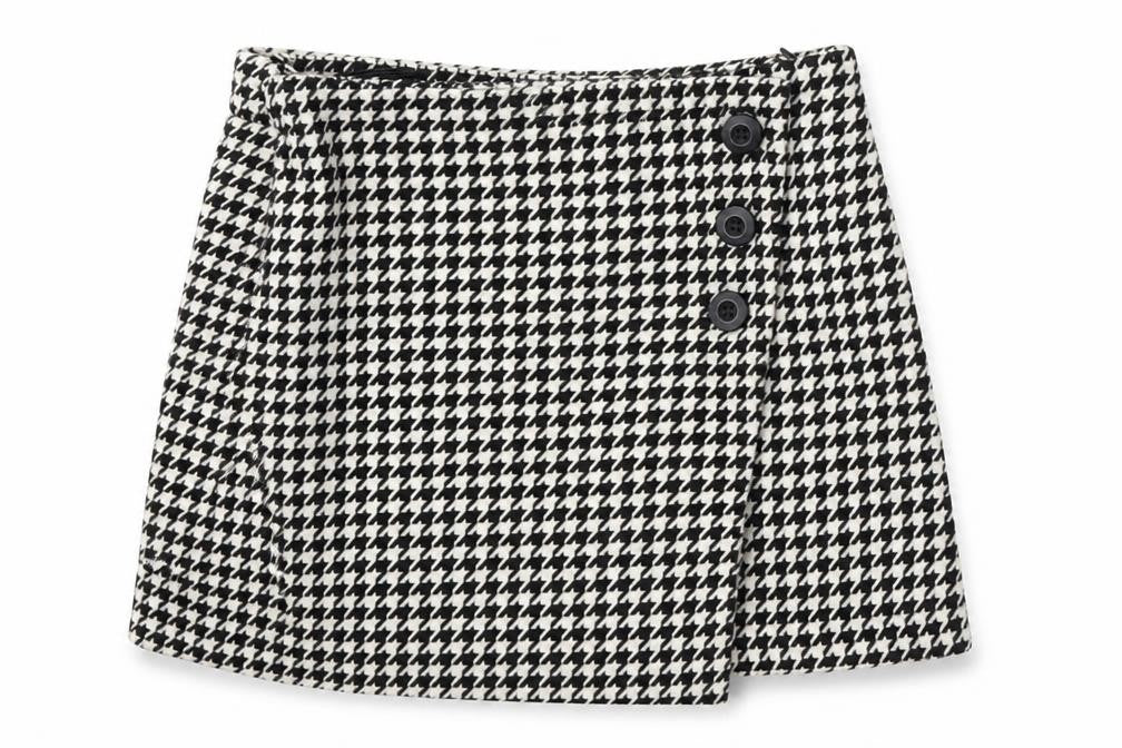 NEXT Girls White Houndstooth Polyester A-Line Skirt Size 7 Years  Regular