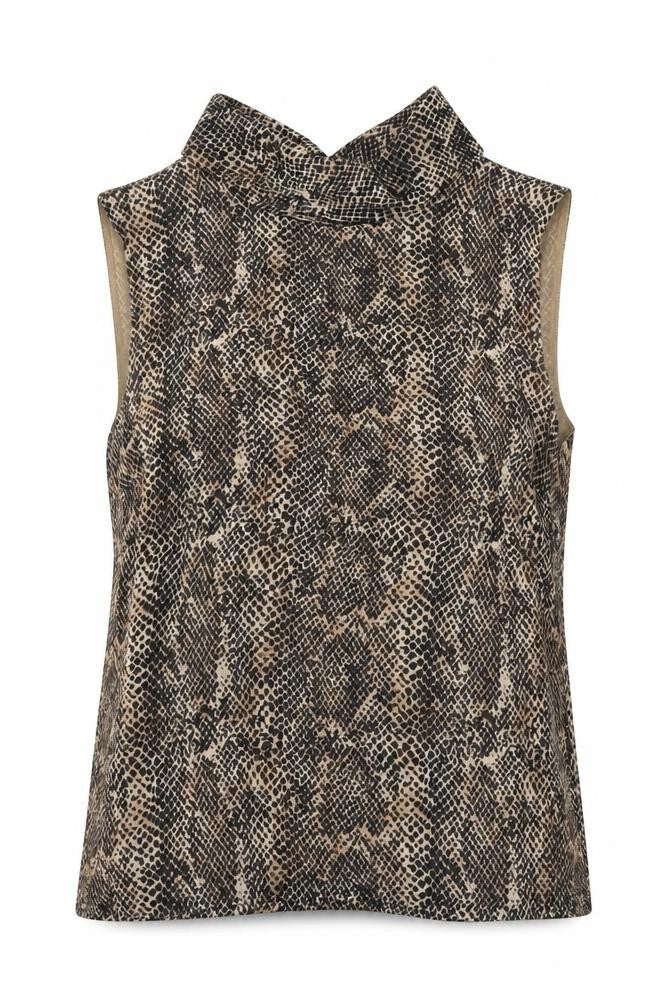 Marks & Spencer Womens Brown Geometric Viscose Basic Blouse Size 10 Collared