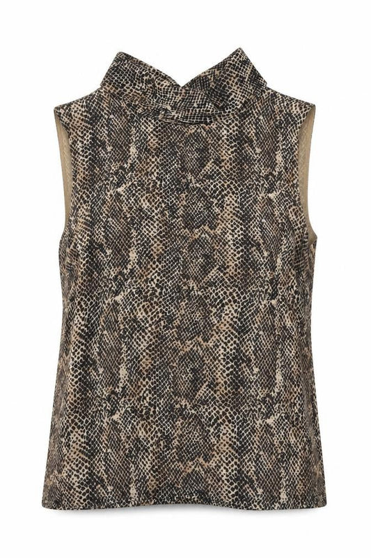 Marks and Spencer Womens Brown Geometric Viscose Basic Blouse Size 10 Collared