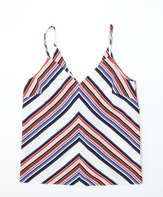New Look Womens Multicoloured Striped Polyester Camisole Tank Size 8 V-Neck