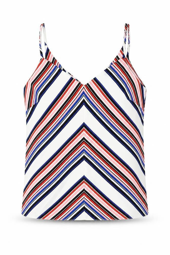 New Look Womens Multicoloured Striped Polyester Camisole Tank Size 8 V-Neck