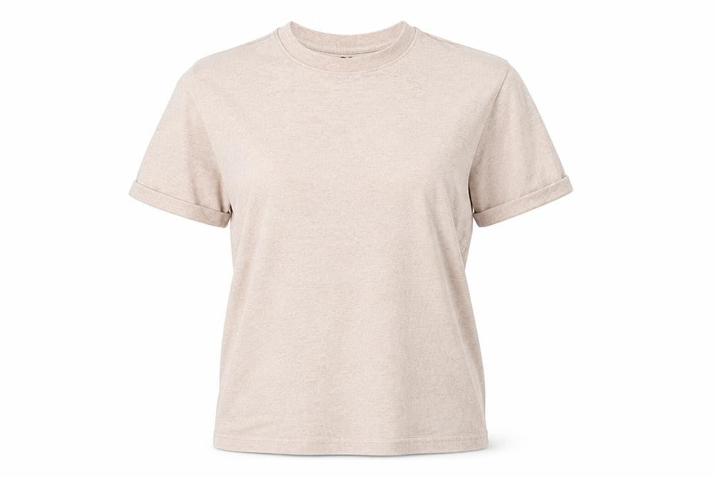 River Island Womens Beige  Cotton Basic T-Shirt Size S Round Neck
