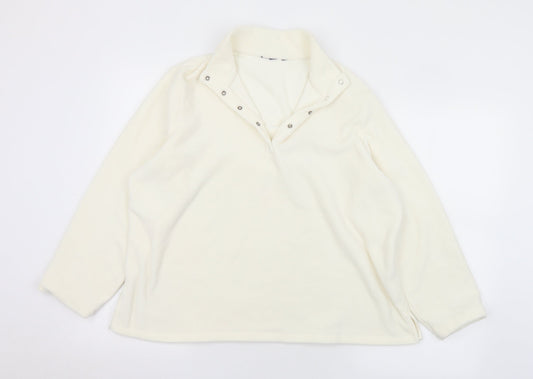 Preworn Womens White Collared  Polyester Pullover Jumper Size M