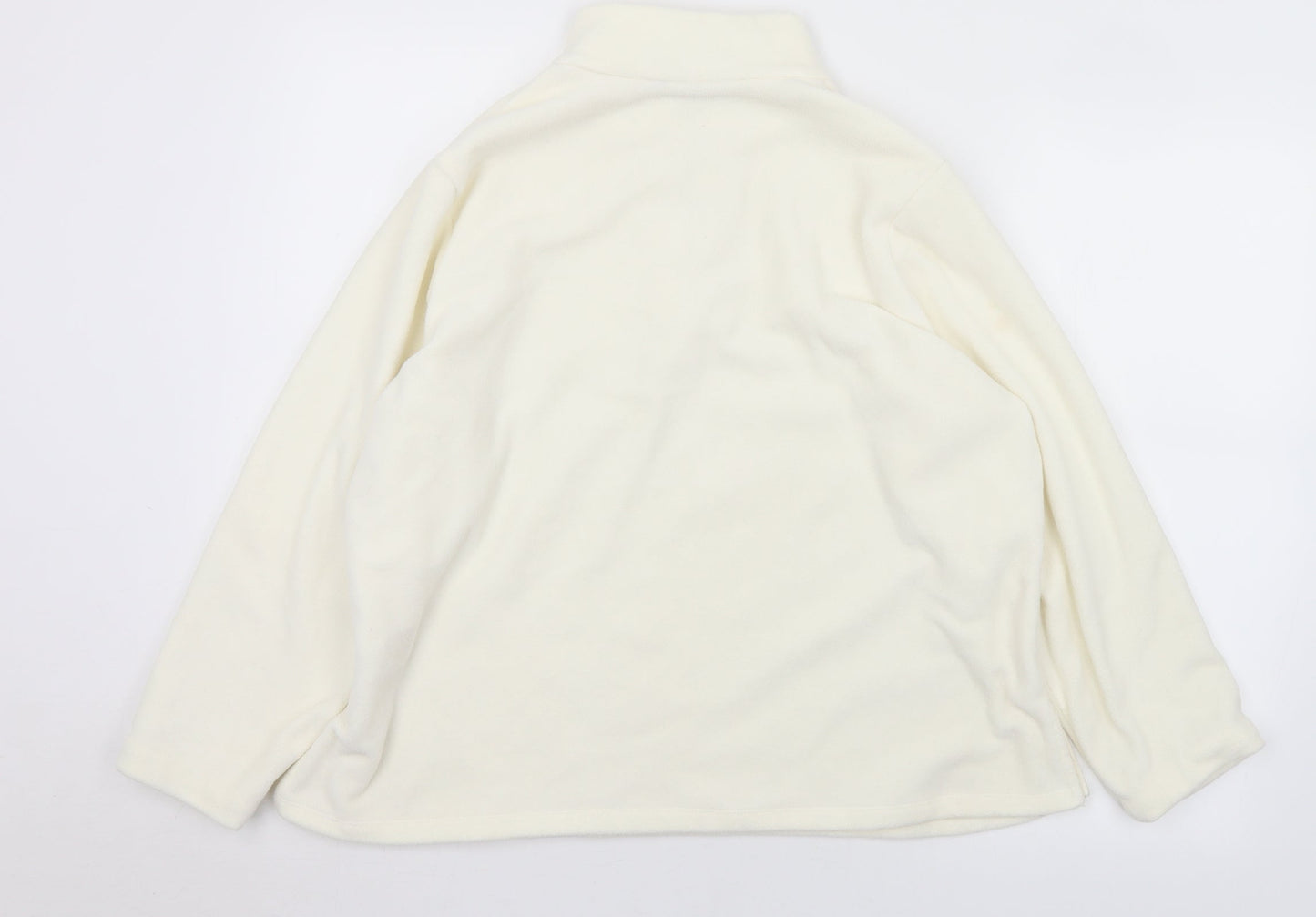 Preworn Womens White Collared  Polyester Pullover Jumper Size M