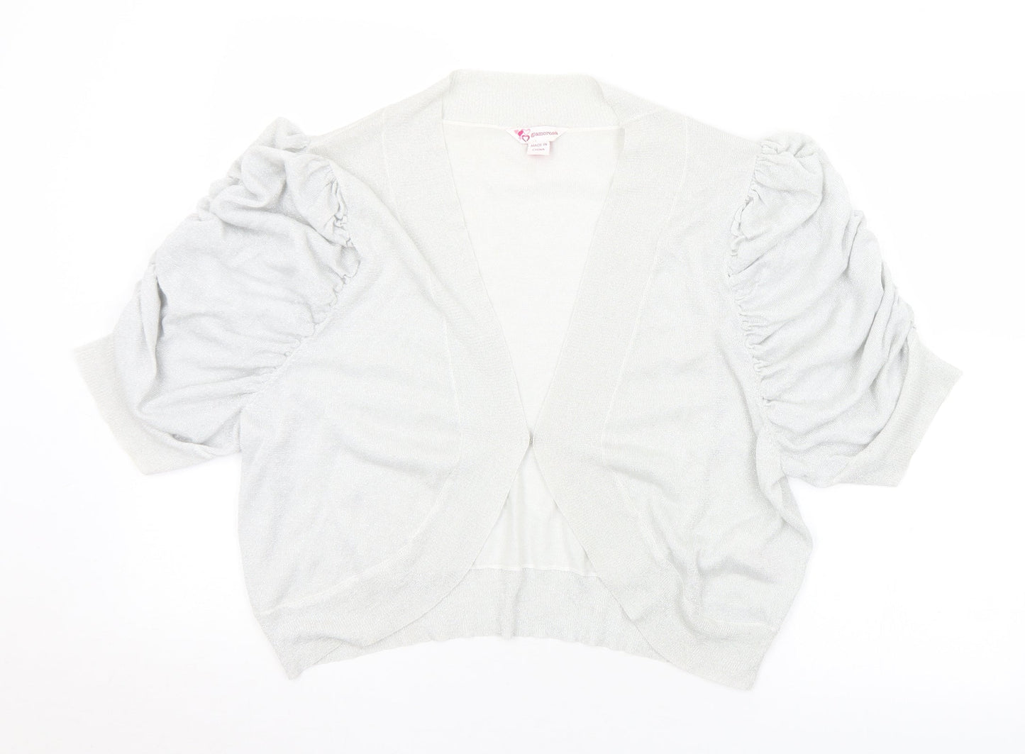 Glamorosa Womens Silver V-Neck  Viscose Cardigan Jumper Size 22