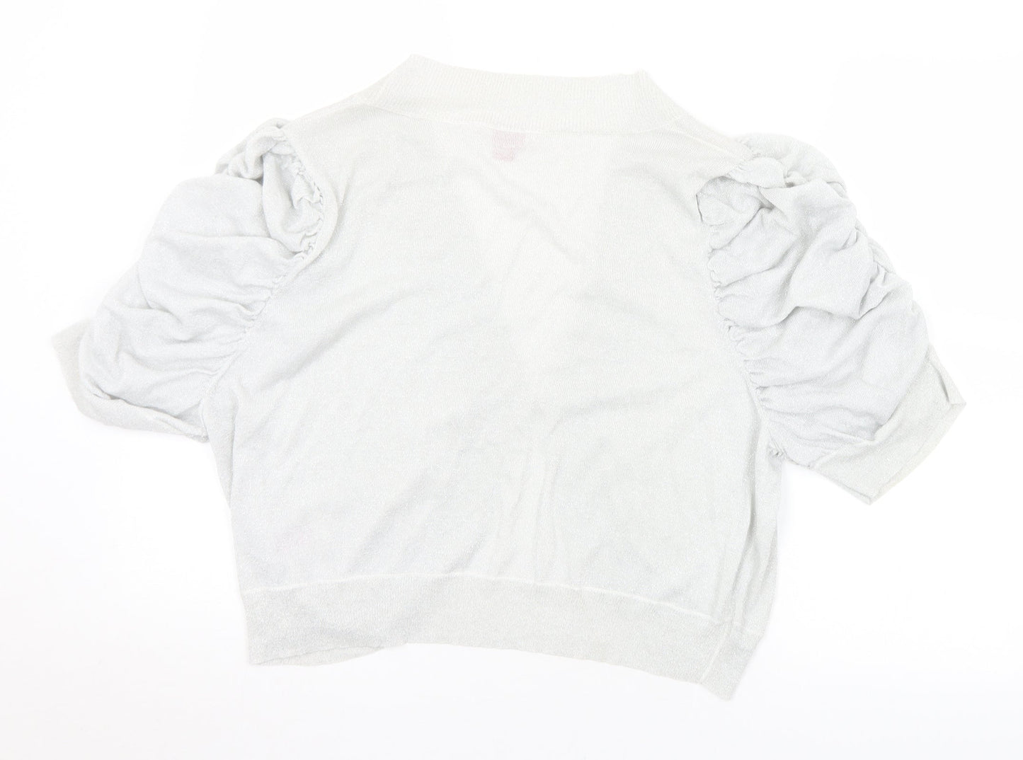 Glamorosa Womens Silver V-Neck  Viscose Cardigan Jumper Size 22