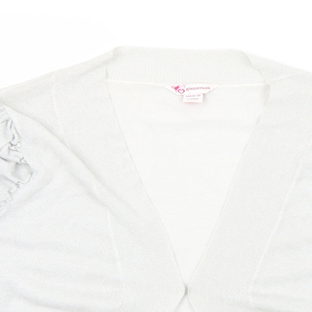 Glamorosa Womens Silver V-Neck  Viscose Cardigan Jumper Size 22