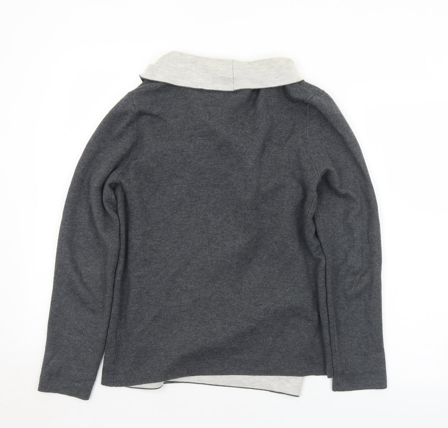 Primark Womens Grey Collared  Cotton Cardigan Jumper Size 10   - 10-12