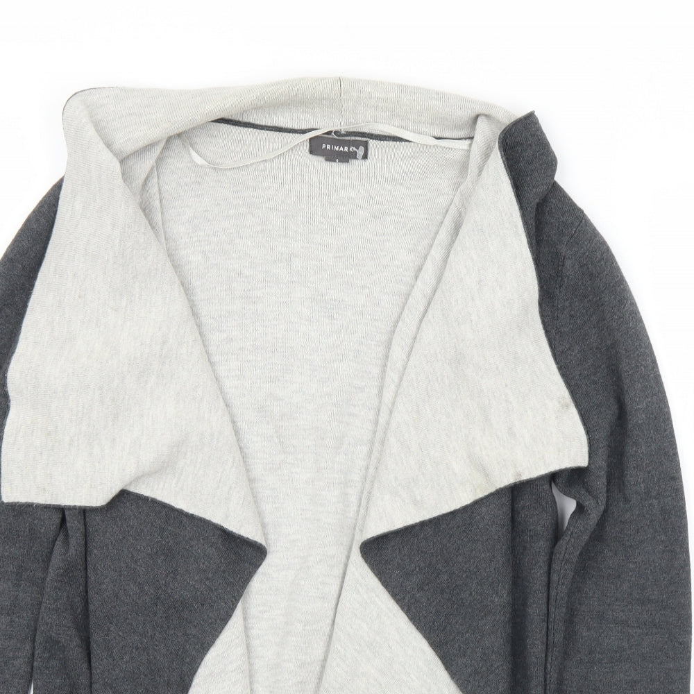 Primark Womens Grey Collared  Cotton Cardigan Jumper Size 10   - 10-12