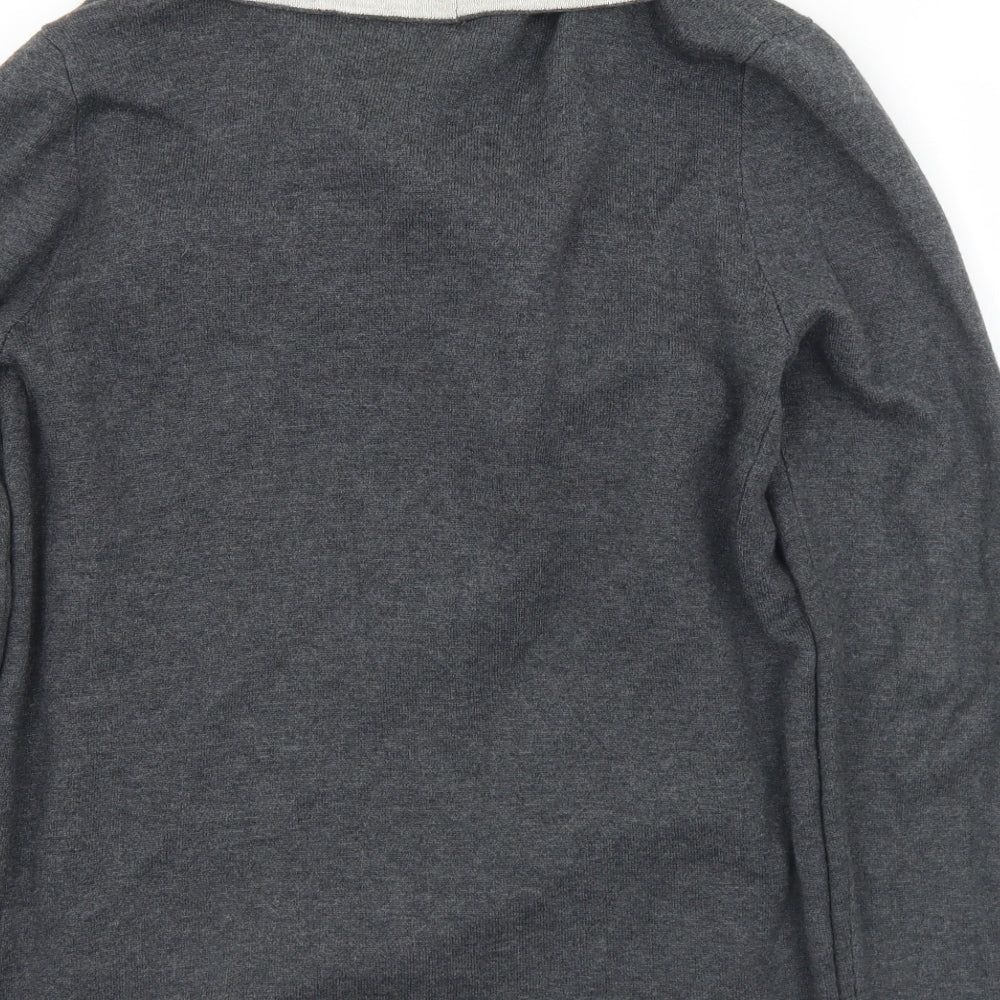 Primark Womens Grey Collared  Cotton Cardigan Jumper Size 10   - 10-12