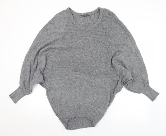 NEXT Womens Grey Round Neck  Cotton Pullover Jumper Size XS