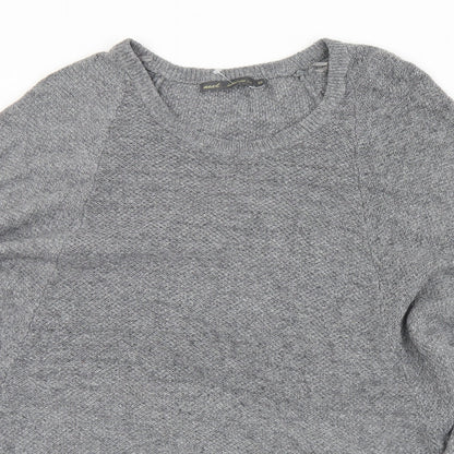 Next Womens Grey Round Neck  Cotton Pullover Jumper Size XS
