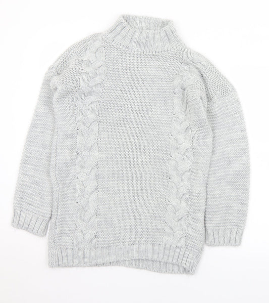 NaaNaa Womens Grey Mock Neck  Acrylic Pullover Jumper Size S