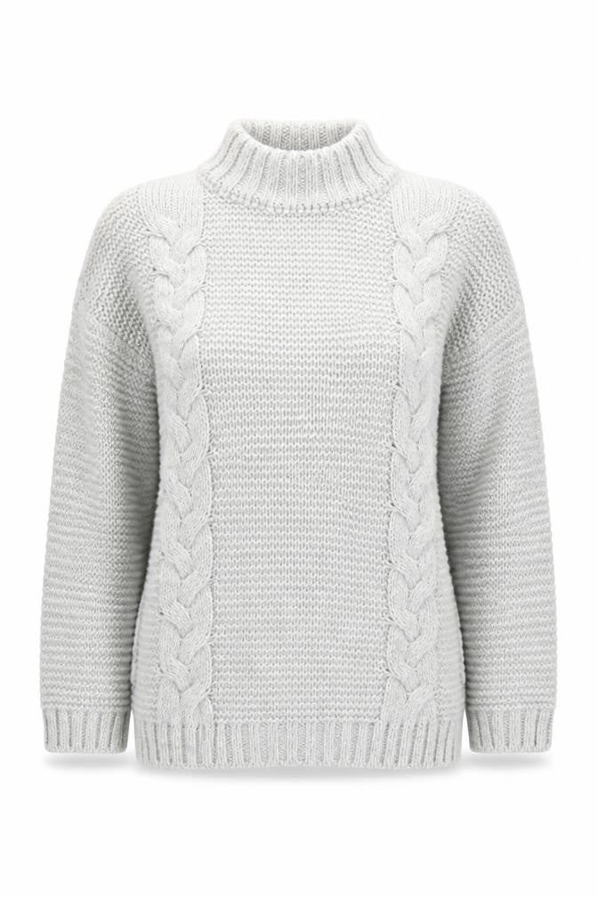 NaaNaa Womens Grey Mock Neck  Acrylic Pullover Jumper Size S